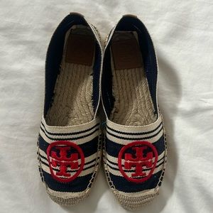 New Tory Burch Espadrilles A-Line Strip Navy, White and Red size 8
